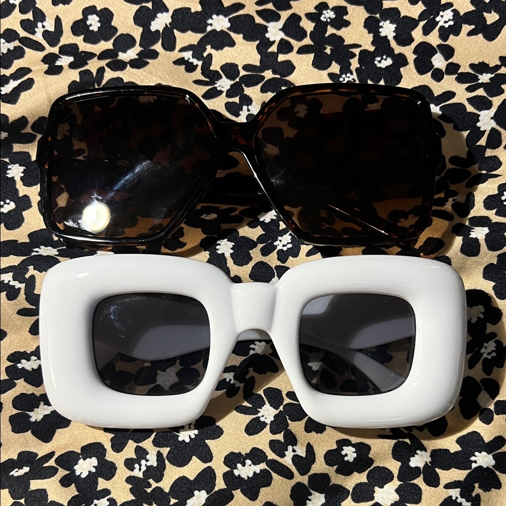 Stylish White and Tortoise Sunglasses Set